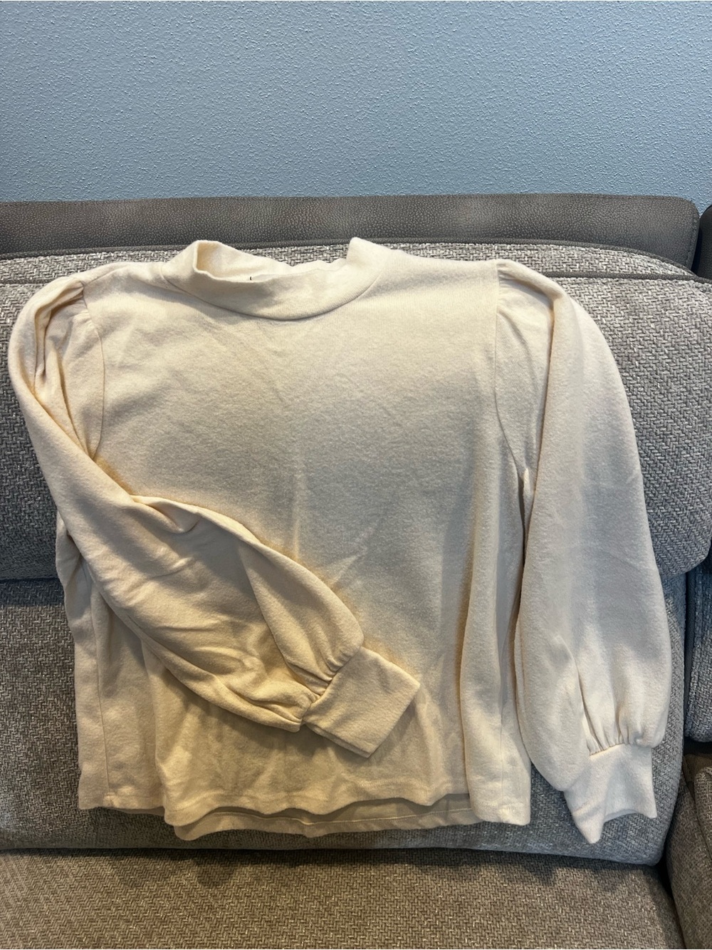 Lush Cream Puff Sleeve Mock Neck Sweater